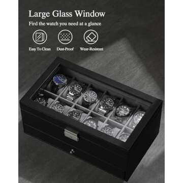 GUKA 12 Slot Leather Jewelry Organizer Watch Box
