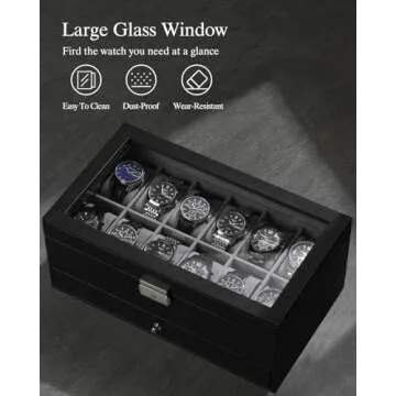GUKA 12 Slot Leather Jewelry Organizer Watch Box