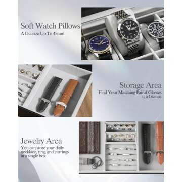 GUKA 12 Slot Leather Jewelry Organizer Watch Box