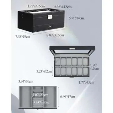 GUKA 12 Slot Leather Jewelry Organizer Watch Box