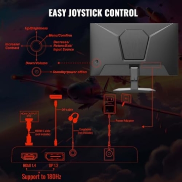 SANSUI 24 Inch Gaming Monitor 180Hz 1Ms FreeSync HDR 110% sRGB FHD 1080P Computer Monitor HDMI DP Ports Eye Care Frameless VESA Mount Cable Management