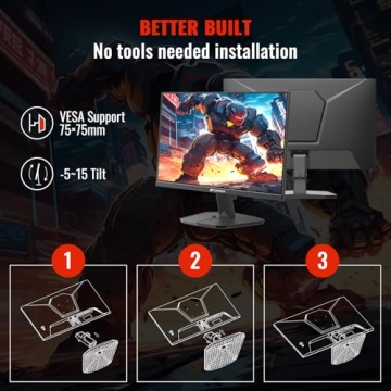 SANSUI 24 Inch Gaming Monitor 180Hz 1Ms FreeSync HDR 110% sRGB FHD 1080P Computer Monitor HDMI DP Ports Eye Care Frameless VESA Mount Cable Management