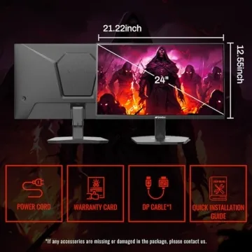 SANSUI 24 Inch Gaming Monitor 180Hz 1Ms FreeSync HDR 110% sRGB FHD 1080P Computer Monitor HDMI DP Ports Eye Care Frameless VESA Mount Cable Management