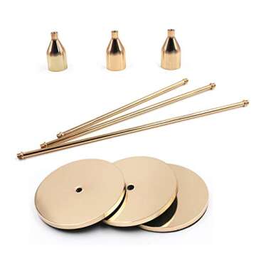 Gails Willing Set of 3 Gold Brass Candle Holders for Taper Candles, Decorative Candlestick Holder for Wedding, Dinning, Party, Fits 3/4 inch Thick Candle&Led Candles (Metal Candle Stand)