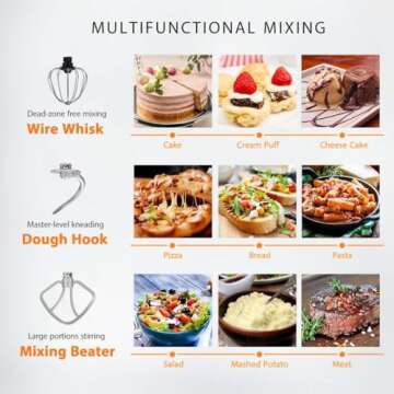 VIVOHOME 3 in 1 Multifunctional Stand Mixer with 6 Quart Stainless Steel Bowl, 650W 6 Speed Tilt-Head Meat Grinder, Juice Blender, Red