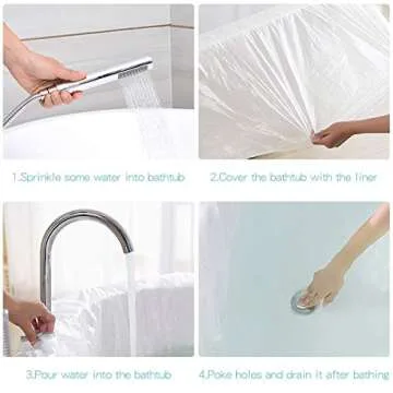 AGPTEK 12 Pack Disposable Bathtub Cover Liner, Large Bathtub Liner Plastic Bag for Salon, Household and Hotel Bath Tubs (102 x47 Inch)