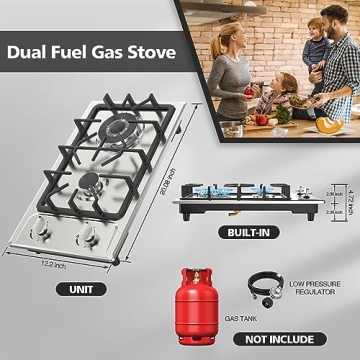 Nafewin Portable 2 Burner Gas Stove for Cooking at Home