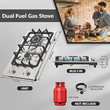 Nafewin Portable 2 Burner Gas Stove for Cooking at Home