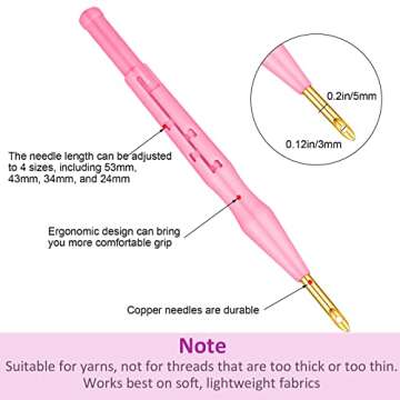 WILLBOND 17 Piece Punch Needle Embroidery Kits Adjustable Rug Yarn Wooden Handle Pen Threader Needle...