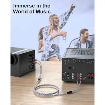 SNANSHI RCA Cables, 5ft – RCA to RCA Audio Cable with Gold-Plated Connectors, Dual Shielded– Against Noise (Hum), and Nylon Braided Jacket for Home Theater, Stereo Systems, TVs, Musical Instruments