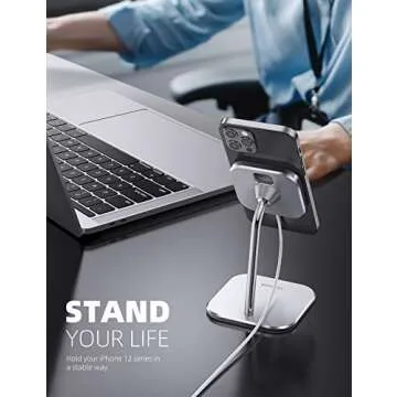 Lamicall Phone Stand for Apple 15W MagSafe Charger - [Charger Not Included] 360 Rotation Adjustable Aluminum Charging Holder Dock for Desk, Compatible with iPhone 16 15 14 13 12 Pro, Pro Max, Plus