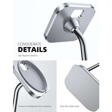 Lamicall Phone Stand for Apple 15W MagSafe Charger - [Charger Not Included] 360 Rotation Adjustable Aluminum Charging Holder Dock for Desk, Compatible with iPhone 16 15 14 13 12 Pro, Pro Max, Plus