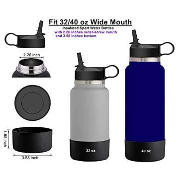 The Mass Straw Lid and Boot for Hydro Flask Wide Mouth 32oz & 40oz, White Lid & Protecting Boot