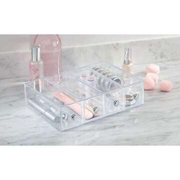 iDesign 36560EU 4-Drawer Vanity/Cosmetic Organizer, Set of 1, Clear