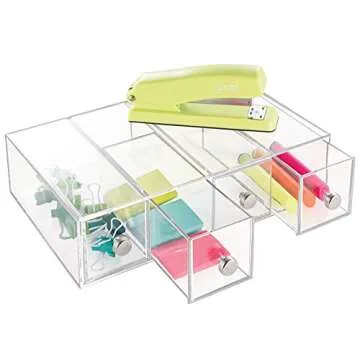 iDesign 36560EU 4-Drawer Vanity/Cosmetic Organizer, Set of 1, Clear