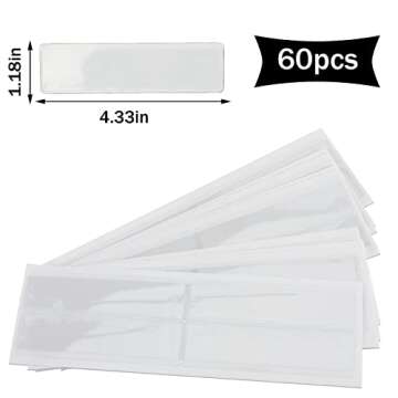 60 Pcs Labels for Storage Bins Label Holder Pantry Labels Shelf Labels for Organizing for Bookshelf, Supermarket, Mailbox, Storage Bins (1.2 x 4.3 Inch)