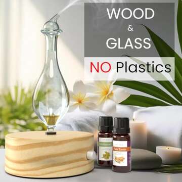 ArOmis Aromatherapy Diffuser - Premium Wood & Glass Essential Oil Nebulizer, Professional Grade, Wat...