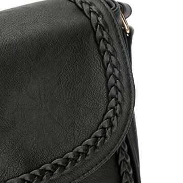 KKXIU Casual Flap Saddle Crossbody Bags for Women Small Handbags PU Leather Shoulder Bag Purse with Tassel (Z-Black)