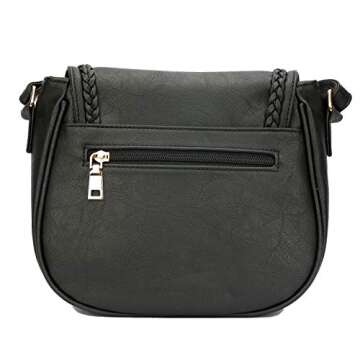 KKXIU Casual Flap Saddle Crossbody Bags for Women Small Handbags PU Leather Shoulder Bag Purse with Tassel (Z-Black)