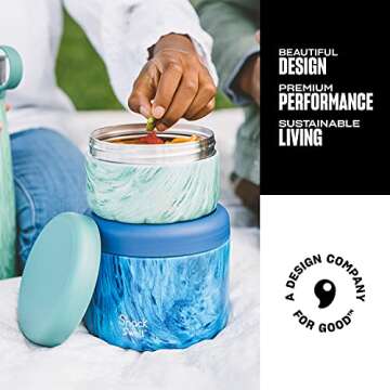 S'well S'nack Stainless Steel Food Container - 10 Oz - Peppermint Tree - Double-Layered Insulated Bowls Keep Food Cold for 10 Hours and Hot for 4 - BPA-Free