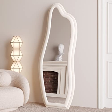 BOJOY Wavy Full Length Mirror - 63x24 Inch, White Frame