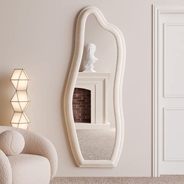 BOJOY Wavy Full Length Mirror - 63x24 Inch, White Frame