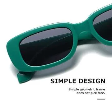 kimorn Rectangle Sunglasses for Women Men Trendy Retro Fashion Sun Glasses 90’s Vintage Square Frame K1200 (Green Frame Grey Lens, 65)