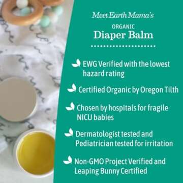 Earth Mama Organic Diaper Balm 2-Ounce | Diaper Cream for Baby | EWG Verified, Petroleum & Artificial Fragrance-Free with Calendula for Sensitive Skin