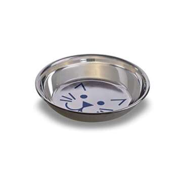 Van Ness Pets Whisker-Friendly Stainless Steel Cat Bowl - 8 OZ, Non-Slip Design