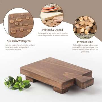 Wood Pedestal Stand, Farmhouse Wood Riser, Display Stool for Bathroom Kitchen Sink, Soap Tray, Candl...