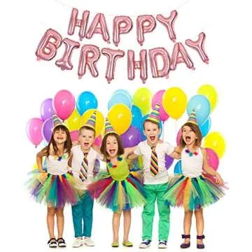 TONIFUL Rose Gold Happy Birthday Balloons Banner, 16 Inch Mylar Foil Letters Birthday Sign Banner Ballon Bunting Reusable for Girls Boys Kids & Adults Birthday Decorations and Party Supplies