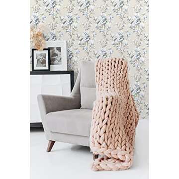 NextWall Magnolia Trail Floral Peel and Stick Wallpaper (Linen & French Blue)