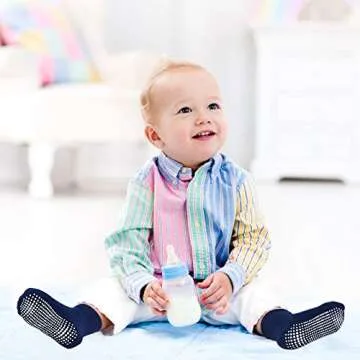 Tphon Kids Non Slip Toddler Boy Grip Socks 12 Pairs Anti Skid Sticky Socks for 3-5 Years Infants Bab...