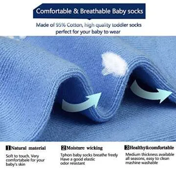 Tphon Kids Non Slip Toddler Boy Grip Socks 12 Pairs Anti Skid Sticky Socks for 3-5 Years Infants Baby Children