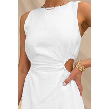 LILLUSORY Women's Linen Summer Vacation Dress White