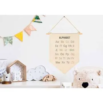 Alphabet Educational Wall Decor Canvas Hanging Pennant Banner for Kids' Rooms
