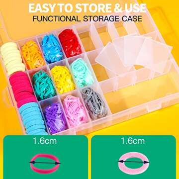 YGDZ Elastic Hair Bands, 1500pcs Rubber Bands for Hair, 80pcs Cotton Toddler Hair Ties, Colorful Small Ponytail Holders, Hair Accessories for Girl, Toddler