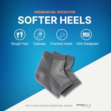 NatraCure Vented Moisturizing Gel Heel Sleeves & Socks for Cracked Feet with Aloe & Shea - Foot Soft...