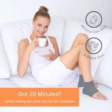 NatraCure Vented Moisturizing Gel Heel Sleeves & Socks for Cracked Feet with Aloe & Shea - Foot Softening Socks for Dry, Cracked Feet & Rough Heel Pain Relief - Gray, L