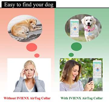 IVIENX AirTag Dog Collar, [Pink - Size M] Reflective Apple Airtag Dog Collar, Thick Air Tag Dog Collar, Integrated AirTag Dog Collar Holder for Small Medium Large Dogs