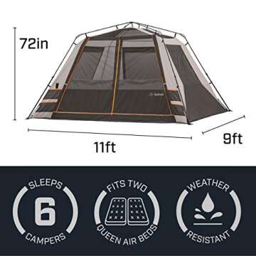 Bushnell Instant Tent | 6 Person / 9 Person / 12 Person Instant Tents Cabin Design Perfect for 3 Sea...
