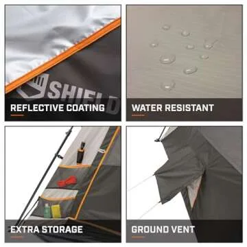 Bushnell Instant Tent | 6 Person / 9 Person / 12 Person Instant Tents Cabin Design Perfect for 3 Season Family Camping Essentials, Hunting, and Fishing with Fast Setup (6 Person)