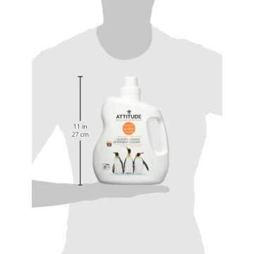 ATTITUDE Liquid Laundry Detergent, EWG Verified Laundry Soap, 36 Loads, HE Compatible, Vegan, Plant Based Products, Cruelty-Free, Citrus Zest, 60.8 Fl Oz