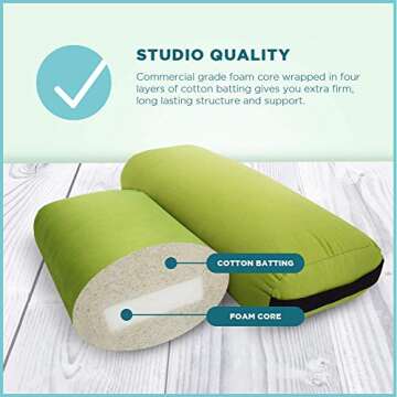 Bean Products Yoga Bolster - Handcrafted In The USA With Eco Friendly Materials - Studio Grade Support Cushion That Elevates Your Practice & Lasts Longer - Rectangle, Cotton Natural