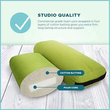 Bean Products Yoga Bolster - Handcrafted In The USA With Eco Friendly Materials - Studio Grade Support Cushion That Elevates Your Practice & Lasts Longer - Rectangle, Cotton Natural