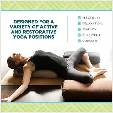 Bean Products Yoga Bolster - Handcrafted In The USA With Eco Friendly Materials - Studio Grade Support Cushion That Elevates Your Practice & Lasts Longer - Rectangle, Cotton Natural