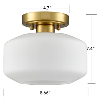 JEENKAE Modern Gold Milk Glass Ceiling Light Fixture