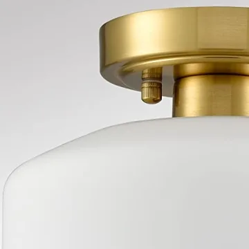 JEENKAE Modern Gold Milk Glass Ceiling Light Fixture