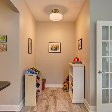 JEENKAE Modern Gold Milk Glass Ceiling Light Fixture