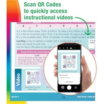 Spectrum Complete Learning + Videos 4th Grade Workbook, Language Arts, Reading Comprehension, Writing, and Math Book for Kids Ages 9-10 With Video Tutorials